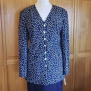 NWT Neiman Marcus 100% Silk Polka Dot Blazer Jacket